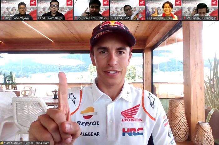 Pembalap Honda MotoGP, Marc Marquez sapa Indonesia secara online