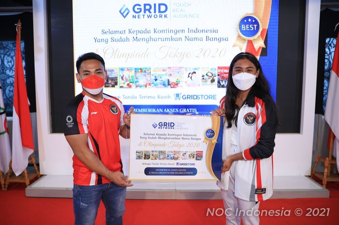 Penyerahan akses gratis e-Magazine dari Grid Network kepada kontingen Indonesia di Olimpiade Tokyo 2020