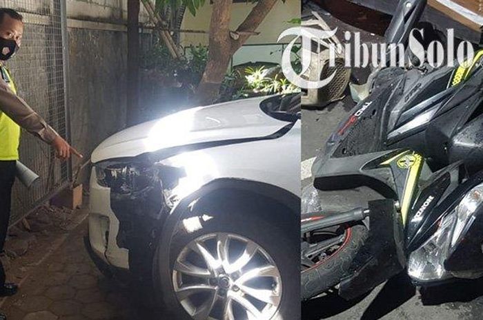 Mazda CX-5 tabrak lari tumbuk dua motor dan hik di Solo