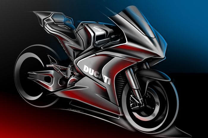 Ilustrasi motor listrik bikinan Ducati yang akan dilombakan untuk ajang Moto E