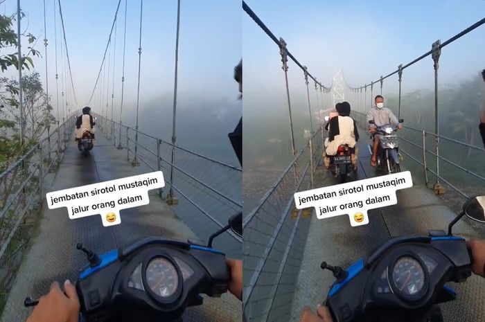 Cuplikan video jembatan gantung Jati yang bisa bikin para pengendara merinding disko di Magelang, Jawa Tengah.