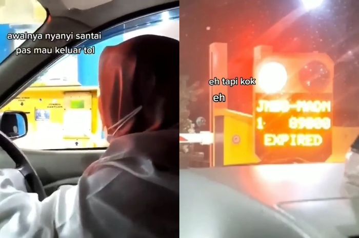 Cuplikan video pengendara yang kartu tolnya kadaluarsa saat keluar jalan tol.