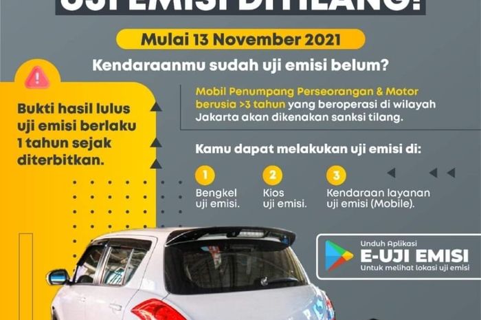 Penerapan sangsi tilang bagi kendaraan bermotor yang tidak lulus uji emisi di DKI Jakarta