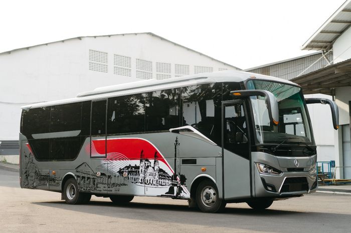 Ilustrasi bus sedang berhenti