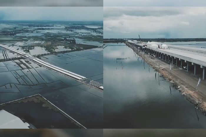 Pengerjaan jalan tol Semarang-Demak.