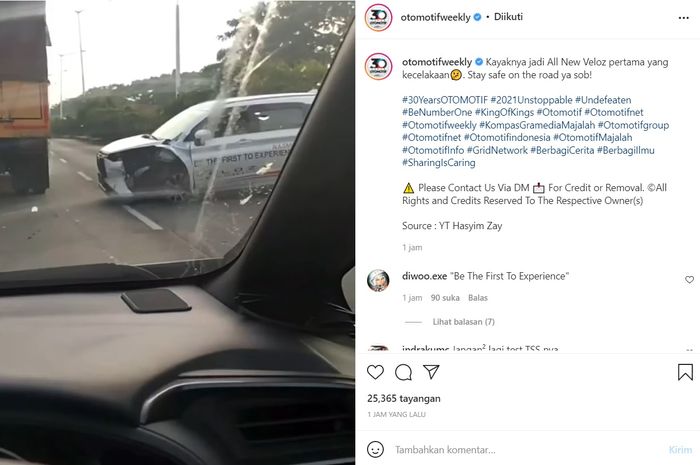 Toyota Veloz terbaru mengalami crash