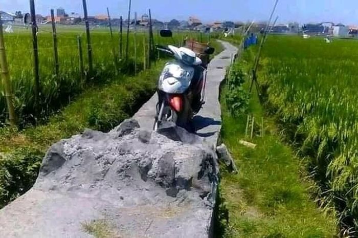 Foto polisi tidur berukuran jumbo beredar di media sosial.