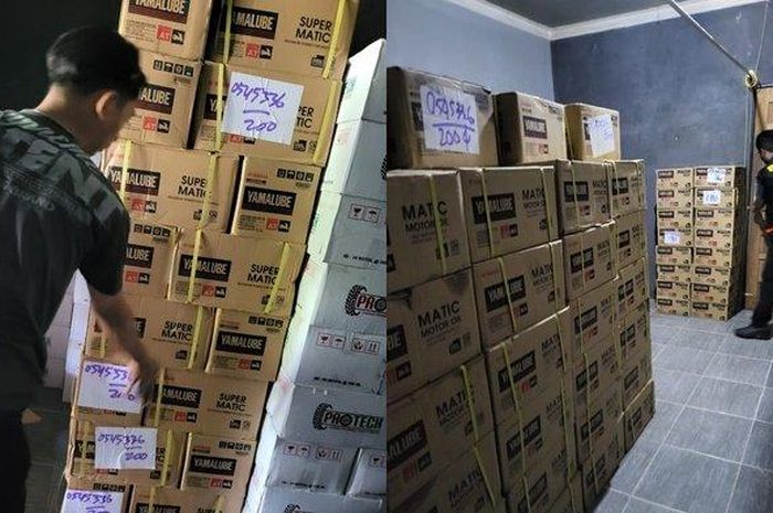 Puluhan ribu botol yang diduga berisi oli palsu diamankan polisi
