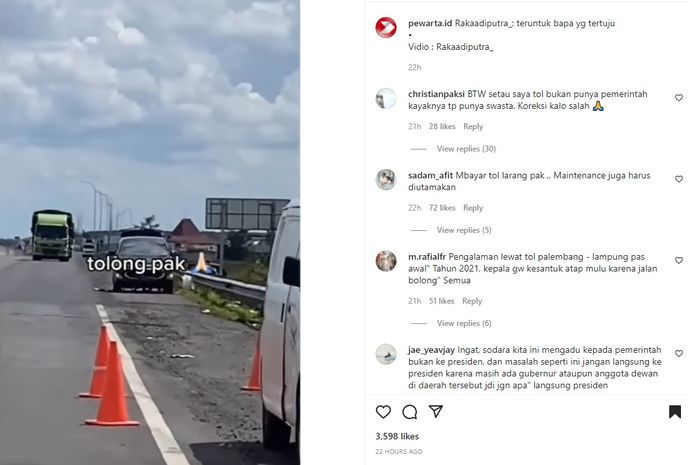 Sederet mobil mengalami ban bocor di tol arah Lampung menuju Palembang