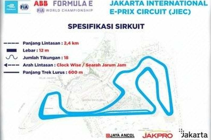 Layout Sirkuit Formula E Jakarta yang berada di Ancol. Butuh waktu tiga bulan untuk mengerjakannya sebelum digelar awal Juni. 