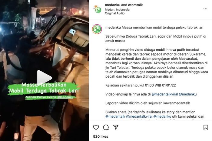 warga merusak mobil yang diduga pelaku tabrak lari