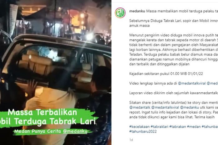 Kijang Innova terduga pelaku tabrak lari babak belur diamuk warga, suasana Medan berubah jadi mencekam