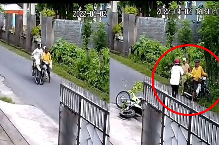 habis terkapar usai tabrak orang tua, pengendara motor trail ini justru banjir pujian dari netizen
