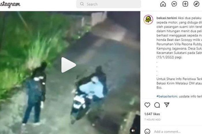 Viral diduga sejoli maling BeAT dan Scoopy di bekasi