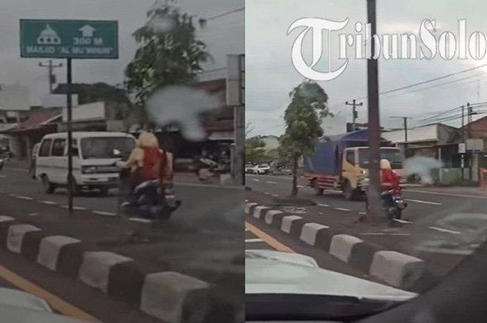 Viral di Klaten, ABG Putri Bawa Motor Lawan Arus di Jalan Solo-Jogja
