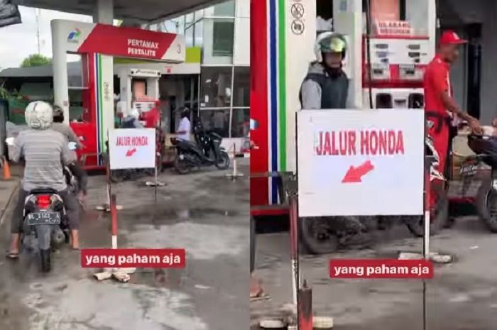 Pemotor naik Yamaha NMAX heran, mau isi bensin malah masuk jalur Honda, begini faktanya