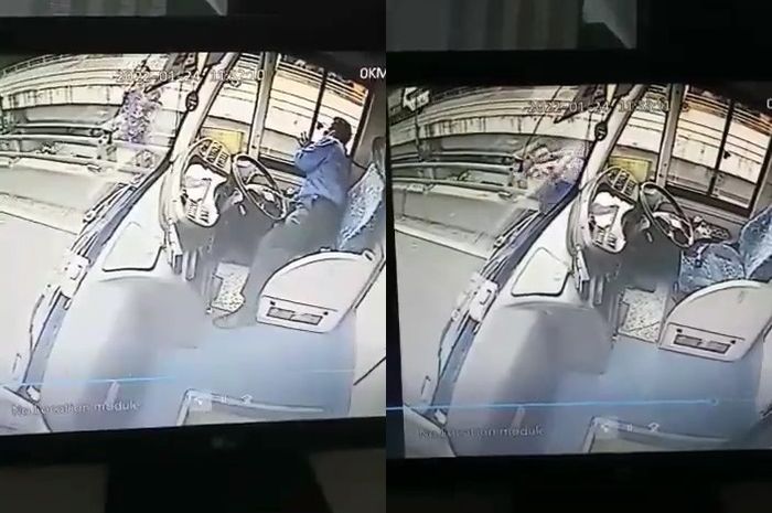 Cuplikan video aksi heroik sopir bus Transjakarta selamatkan nyawa seorang wanita.