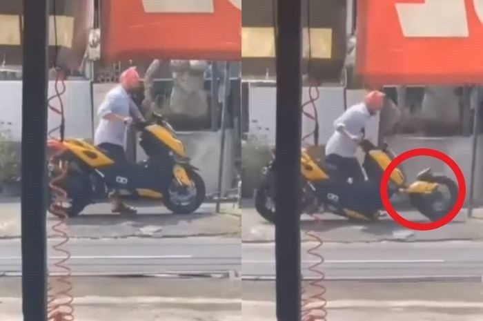 Yamaha XMAX patah suspensi depan, gara-gara ditarik paksa saat ban digembok, biaya gantinya bikin nangis