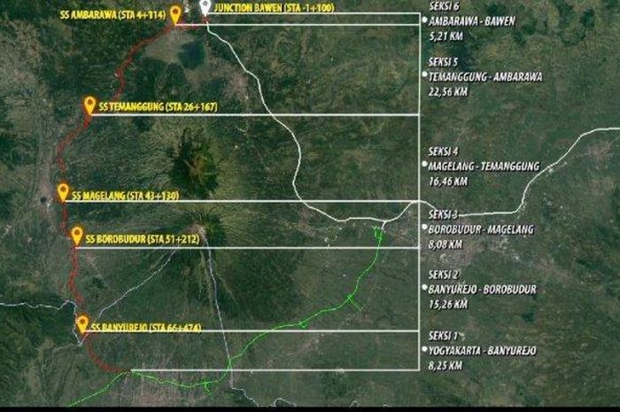 Peta trase jalan tol Yogyakarta-Bawen.