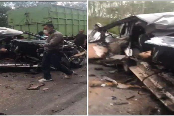 Isuzu Panther babak belur hantam truk