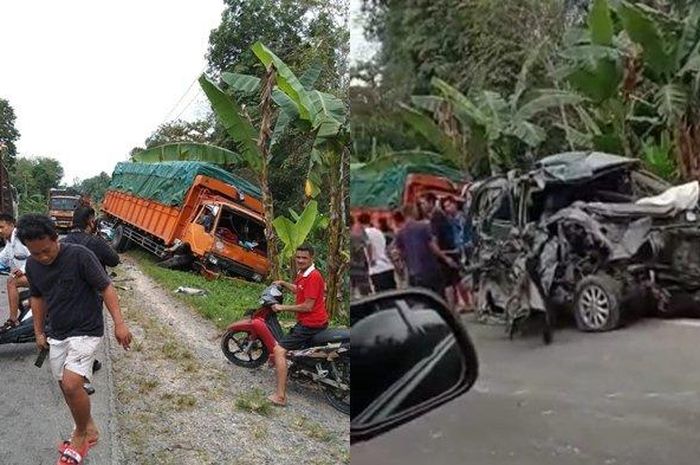 Kijang innova adu banteng lawan truk Mitsubishi Fuso