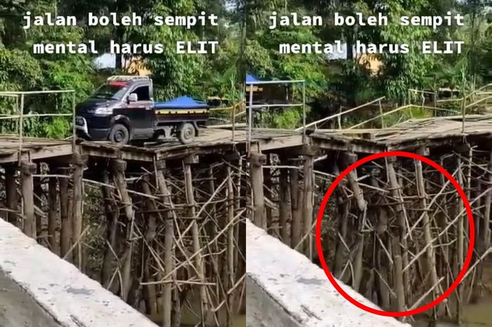 Kondisi jembatan setelah Daihatsu Gran Max pikap lewat.