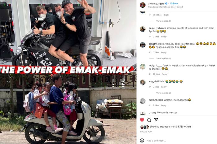 Unggahan-unggahan pembalap MotoGP saat di Indonesia mendapat respon positif