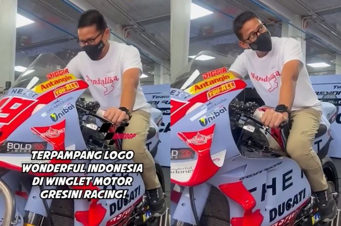 Mantap, Sandiaga Uno jajal motor balap Ducati milik tim Gresini Racing.