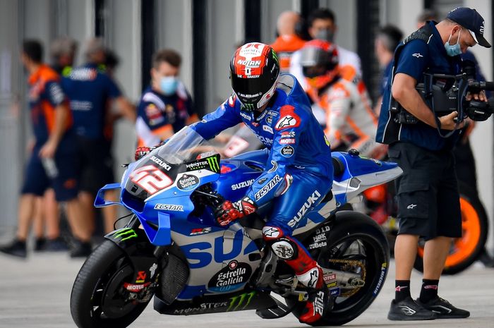 Alex Rins saat tes pramusim MotoGP 2022 di sirkuit Mandalika