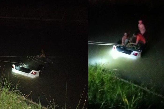 Toyota Yaris ditarik warga dari dalam air, pengemudi ditemukan tak bernyawa