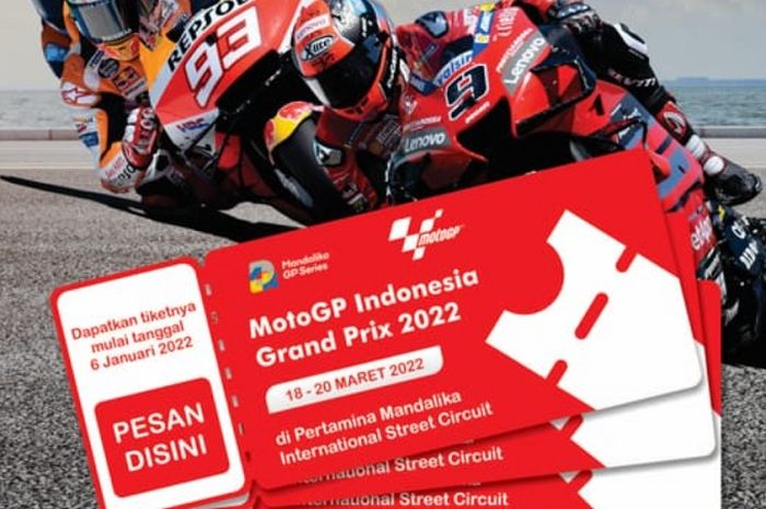 Tiket MotoGP Indonesia 2022, dibagi lima kelas dengan total penonton berbeda.