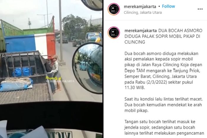 Viral video bocil memalak pengemudi pikap bersama diduga pelaku lainnya di Cilincing