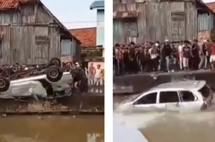 Massa ceburkan Toyota Avanza ke sungai karena ugal-ugalan hingga tabrak warga