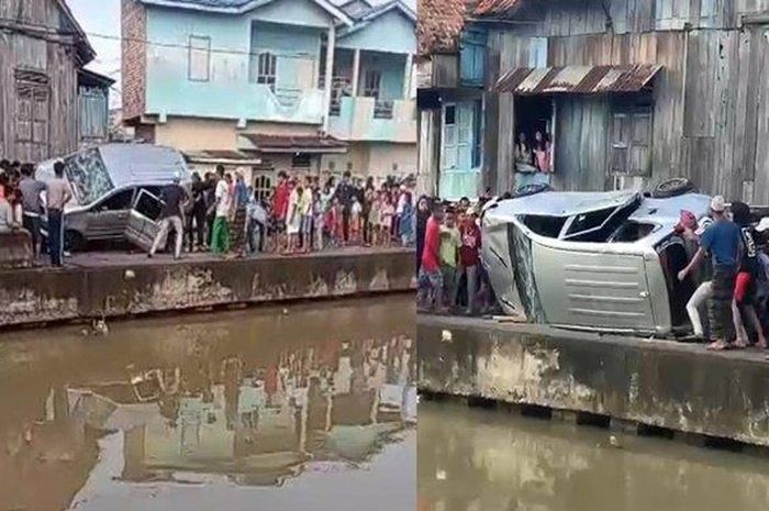Video keberingasan warga ceburkan Daihatsu Xenia ke kali di Ilir 13, kota Palembang, Sumatera Selatan