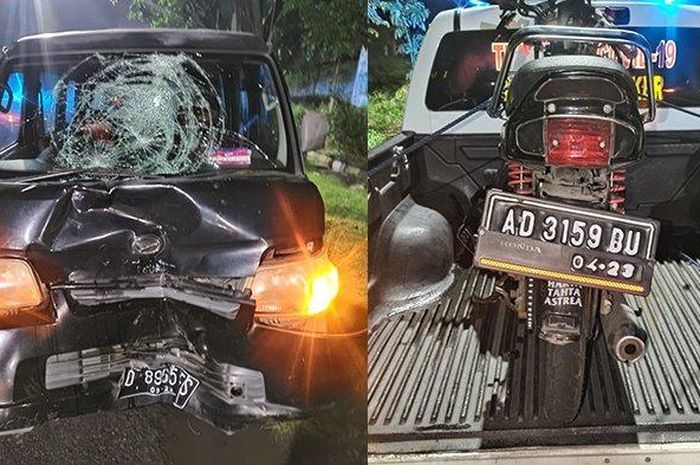 Kondisi mobil dan motor yang mengalami kecelakaan di Jalan KH Mansyur, Kecamatan Jebres, Kota Solo.