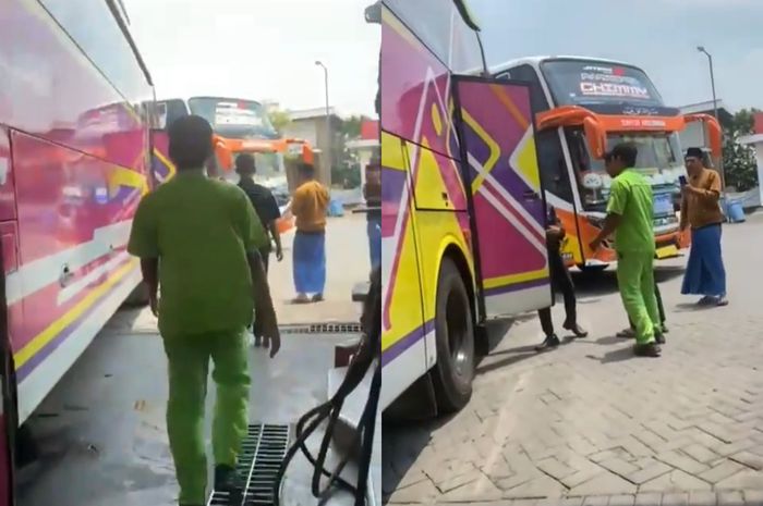 Cuplikan insiden adu mulut antara pegawai SPBU dan sopir bus.