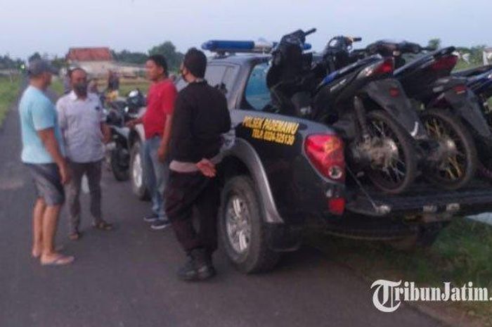 Enam motor milik pemuda yang diamankan Polsek Pademawu saat hendak balapan liar