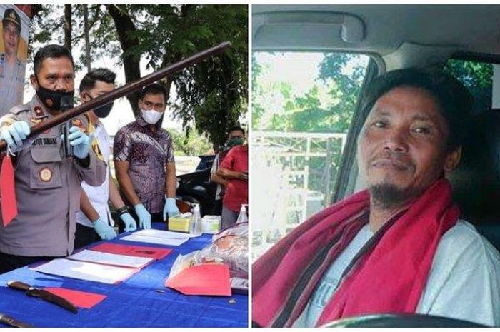 (KIRI) Polisi saat merilis kasus pembunuhan 2 begal di Lombok Tengah dan (KANAN) Korban begal Murtade alias Amaq Sinta (34) yang kini jadi tersangka pembunuhan.  