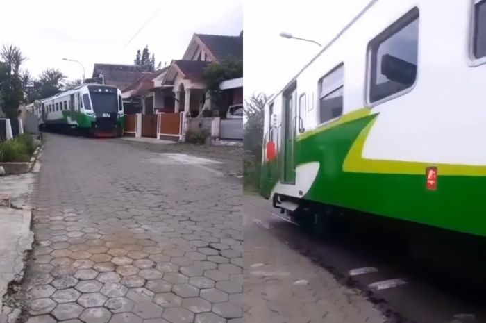 Tak cuma di Surakarta, ada juga nih rel kereta yang lewat jalanan umum di Yogyakarta lo.