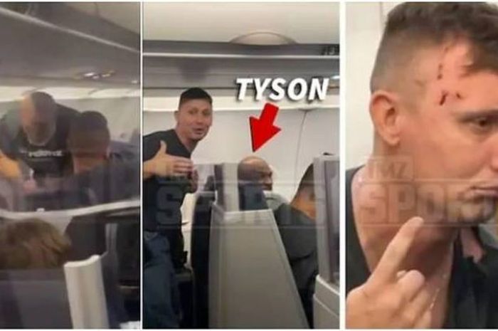 Mike Tyson memukul wajah penumpang di pesawat.