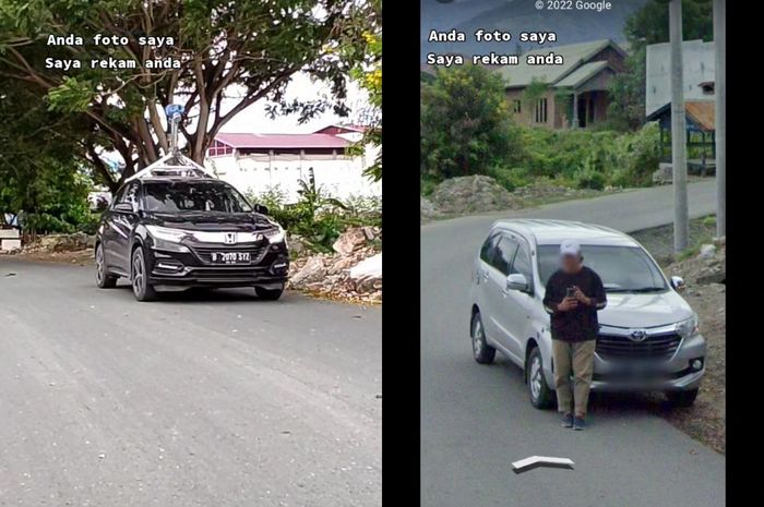 Tangkapan layar pemilik Toyota Avanza mengabadikan momen Honda HR-V dari Google melintas di wilayah Palu.