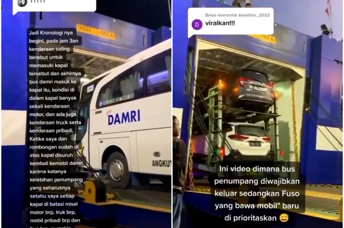 Viral tiga bus DAMRI terpaksa turun dari kapal feri di Pelabuhan Merak, tapi truk angkut mobil boleh naik.