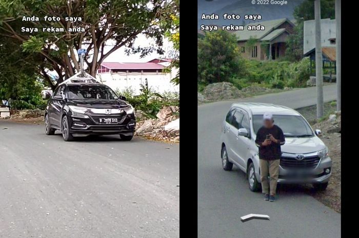 Tangkapan layar pemilik Toyota Avanza mengabadikan momen Honda HR-V dari Google melintas di wilayah Palu. 
