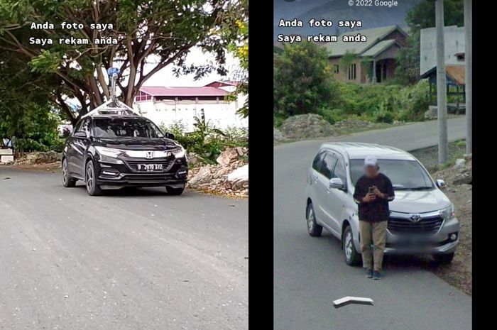 Tangkapan layar pemilik Toyota Avanza mengabadikan momen Honda HR-V dari Google melintas di wilayah Palu. 
