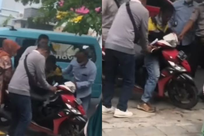 Debt collector sita paksa motor dari pemilik lantan menunggak cicilan. (hasil tangkapan layar dari Instagram @fakta.indo)