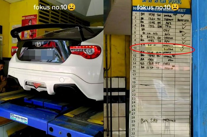 Tangkapan layar video Toyota 86 dikira Toyota Supra oleh mekanik bengkel.