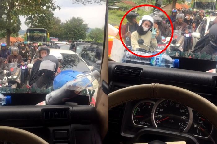 Viral video jalanan di Bumiayu macet total, tapi ada pemotor Honda Scoopy yang bikin salah fokus.