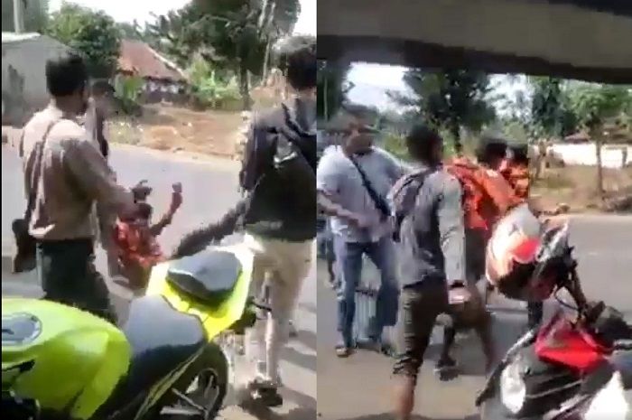 Viral video debt collector ribut saat tarik paksa motor sampai banting badan pria berbaju ormas di Purwakarta, Jawa Barat.