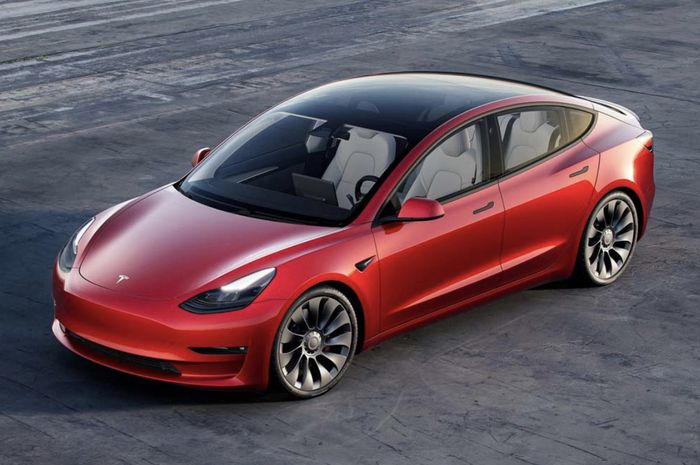 Ilustrasi Tesla Model 3.