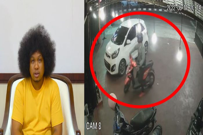 tangkap layar rekaman Honda BeAT yang dicuri di parkiran cafe milik Babe Cabita